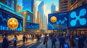 Illustration de Ripple renforçant sa position sur le marché des cryptomonnaies grâce à ses nouveaux partenariats et avancées réglementaires.