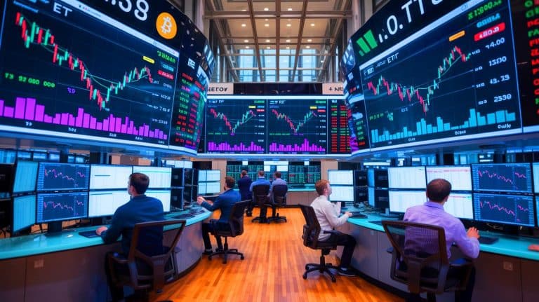 Illustration de la volatilité record des ETFs Bitcoin sur le marché financier.